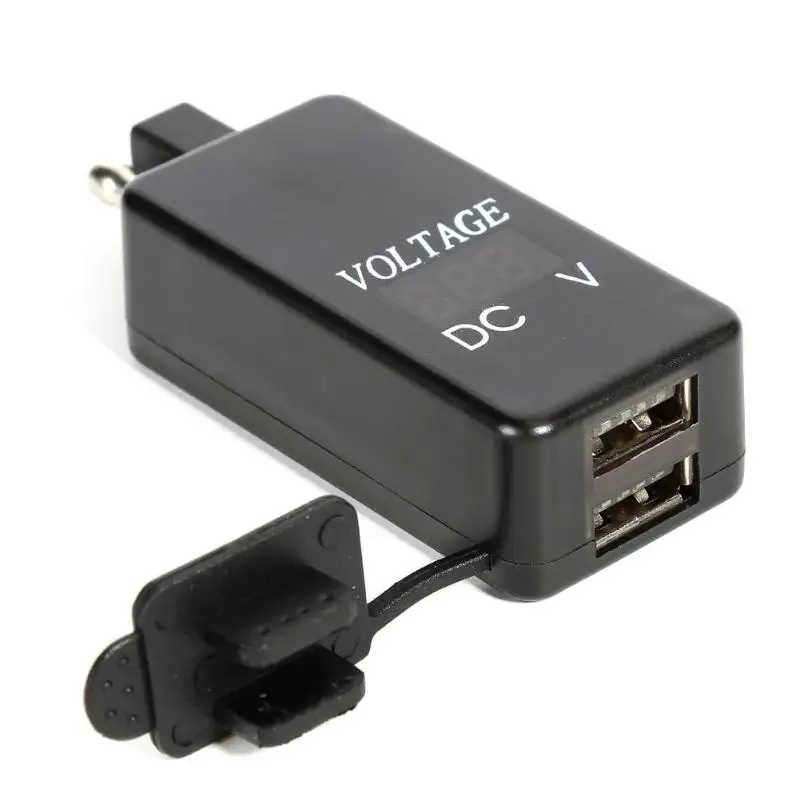 SAE 2 Порты и разъёмы USB гнездо для автомобильного прикуривателя кабель-адаптер с Вольтметр