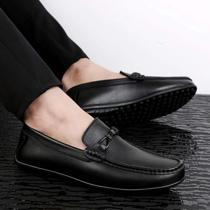 

2018 new Soft Leather Men Loafers New Handmade Casual Shoes Men Moccasins For Men Leather Flat Shoes 5