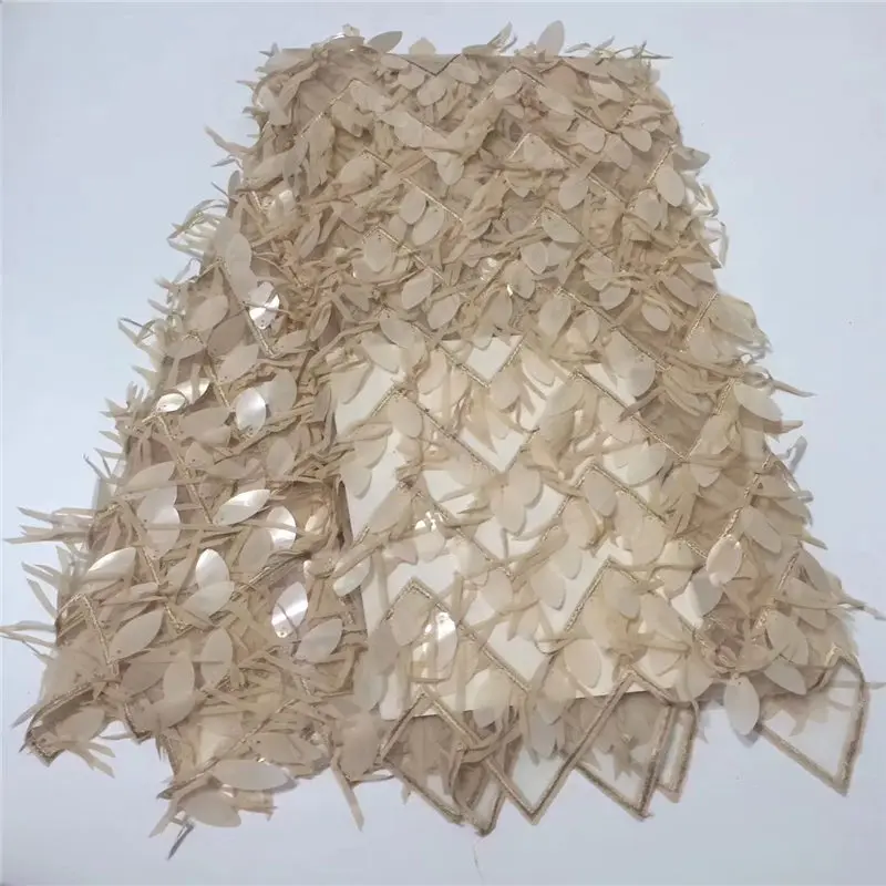 

(5yards/lot) high quality gold African 3d sequins lace 2019 New design French net lace fabric for bling bling party dress
