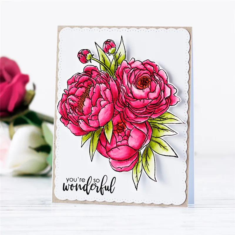 

Julyarts Spring Bouquet Dies with Stamps Clear Cards Making Flowers Metal Cutting Dies for DIY Scrapbooking Craft Dies Embossing