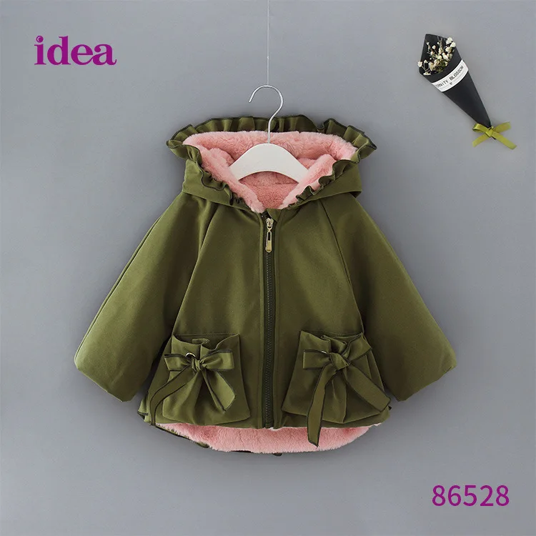 

Autumn and winter new girls jacket Cute bow children thick warm cotton jacket