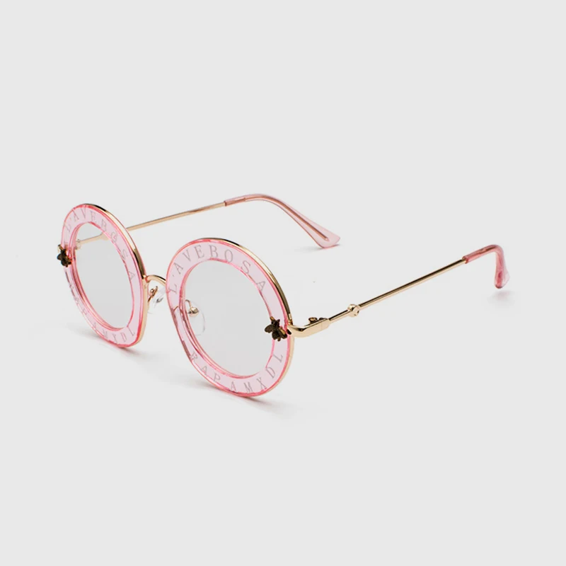 Королевские винтажные круглые женские солнцезащитные очки, фирменный дизайн, маленькая пчела, металлическая оправа, солнцезащитные очки для мужчин, английские буквы, Oculos ss965 - Цвет линз: C12