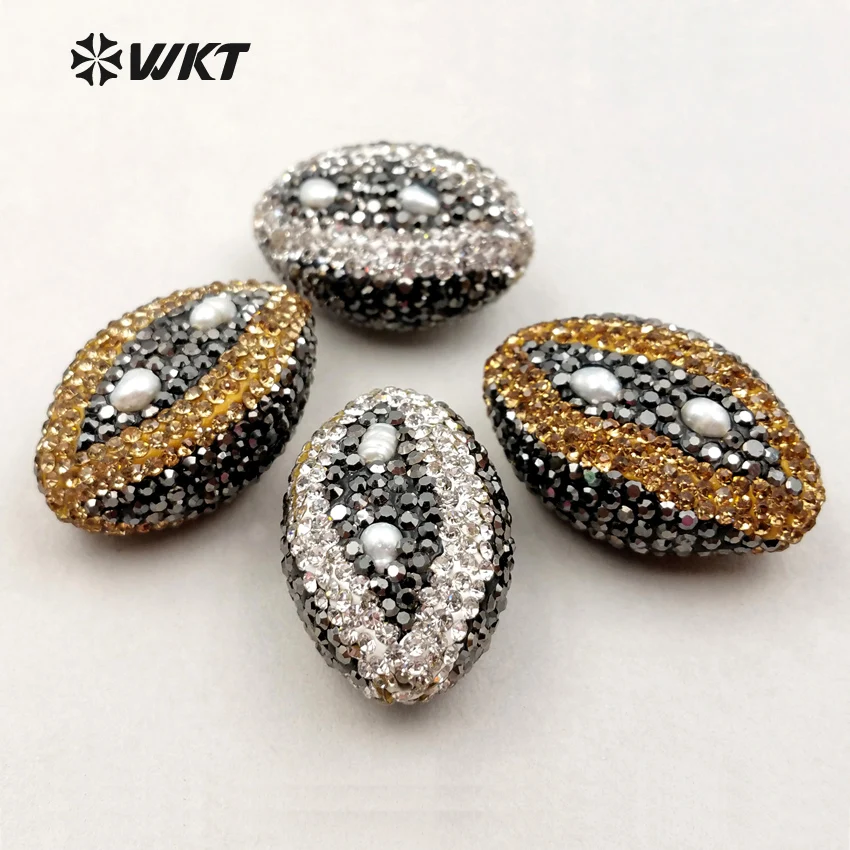 JF185 Lovely Connector Beads Handmade Jewelry Rhinestone Beads Spacer Beads With Pearls Bracelet