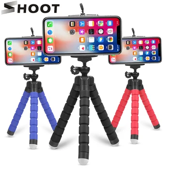 SHOOT-Mini trípode de esponja Flexible para teléfono móvil, trípode de pulpo para iPhone, Samsung, Xiaomi, Huawei, Gopro 9, 8, 7, cámara