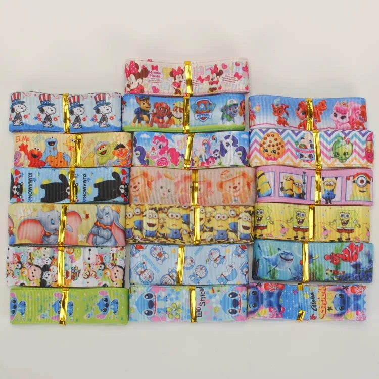

NEW random set mix 5/10 style 22/25mm lively cartoon printed grosgrain ribbons ,1Y/style