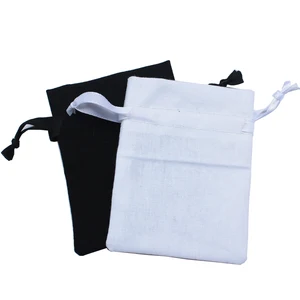 Image 2 - (50pcs/lot)  125g/m2 black & white drawstring promotional bags cotton drawstring pouch recycle bag customize