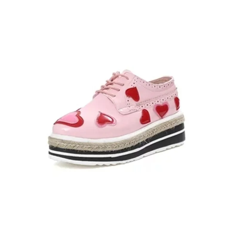 

2018 spring and autumn New England style thick bottom Bullock casual shoes, love heart love heart star shoes