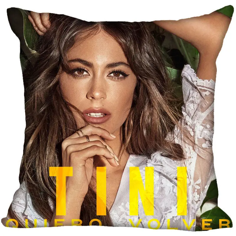 Новинка, хит, Наволочка на заказ, Tini Stoessel, мягкая, 40x40 см(одна сторона), Наволочка на молнии, лучший подарок