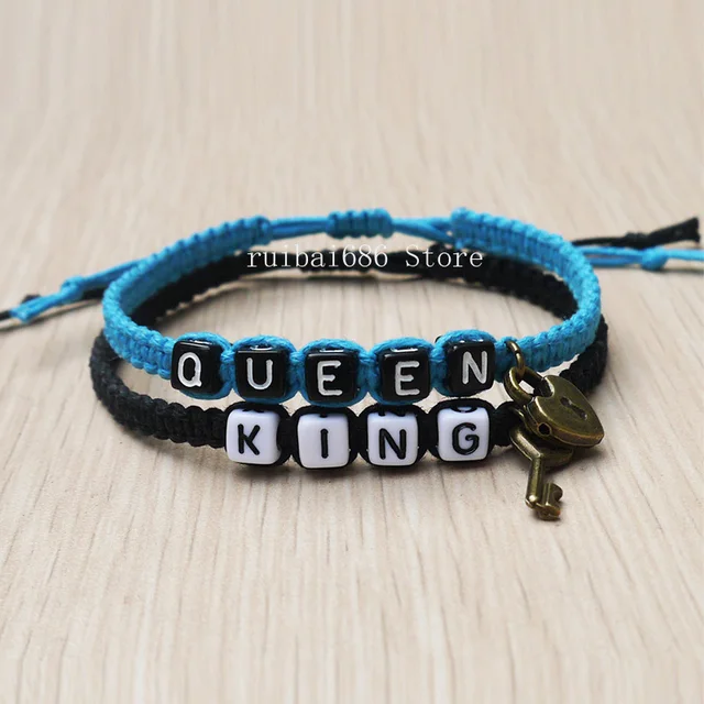 Nouveau Roi Reine Couples Bracelet, Son sien Personnalisé Cadeaux, Cadeau D\u0027anniversaire,