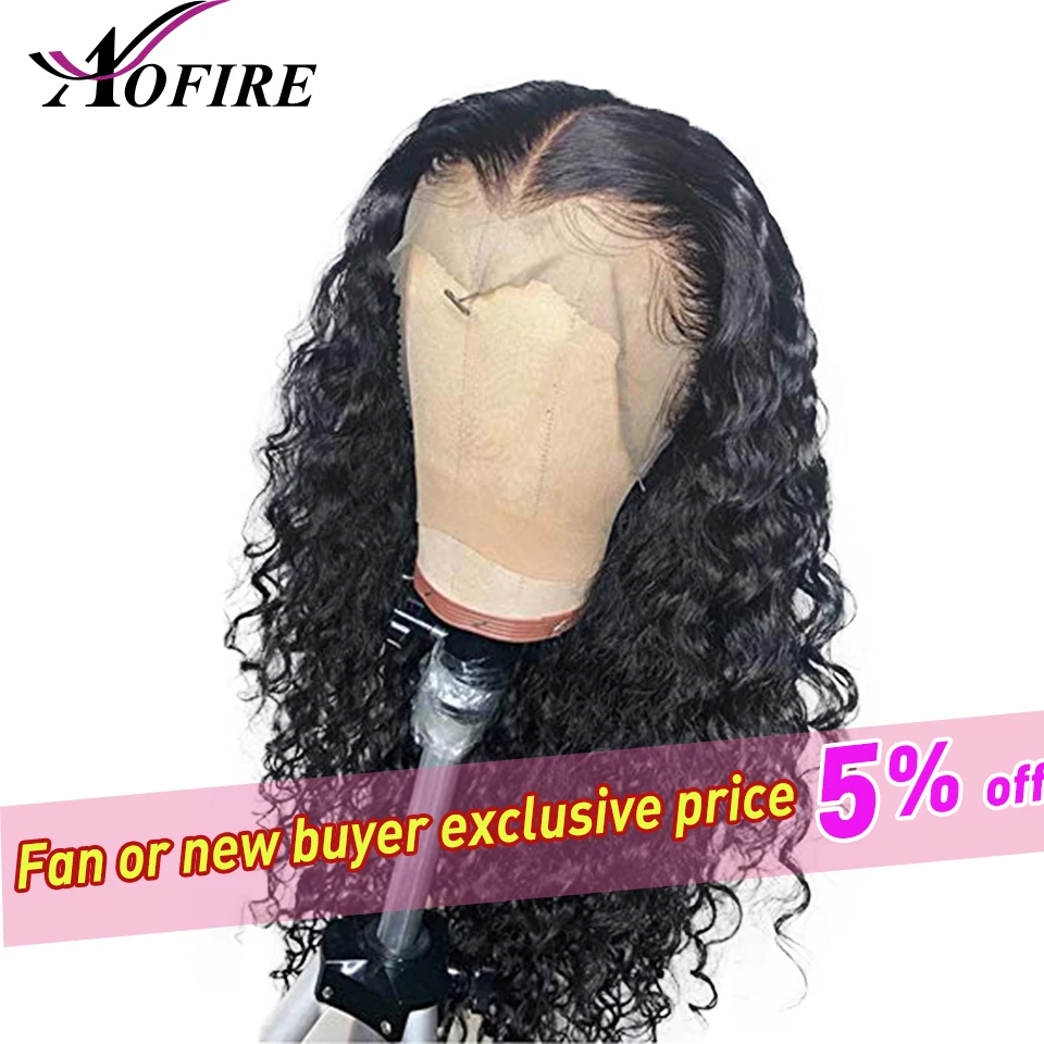 

Curly Wig 360 Lace Frontal Wig Pre Plucked With Baby Hair Brazilian Remy Water Wave Wig Lace Front Human Hair Wigs Aofire