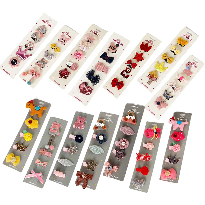 

Mix Color 5Pcs/Set Pink Lovely Cute Fashion Hairpin Baby Girl Cartoon Animal Motifs Clip Set Beautiful Hair Accessories For Kids