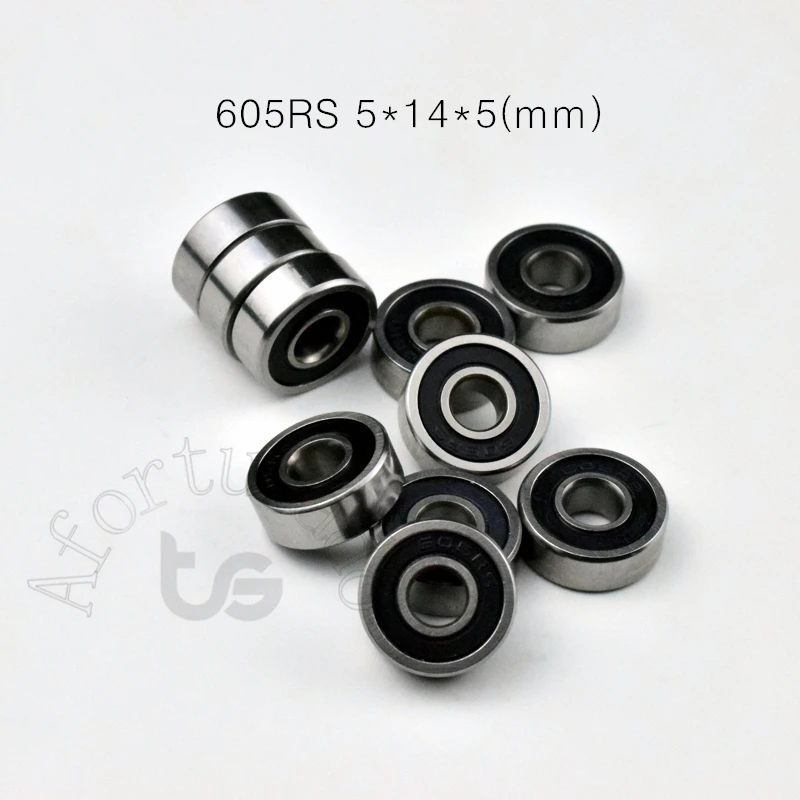 605 605RS подшипник 5*14*5(мм) 10 шт. ABEC-5 подшипники резиновый герметичный Подшипник хромированная сталь подшипник 605 605Z 605ZZ