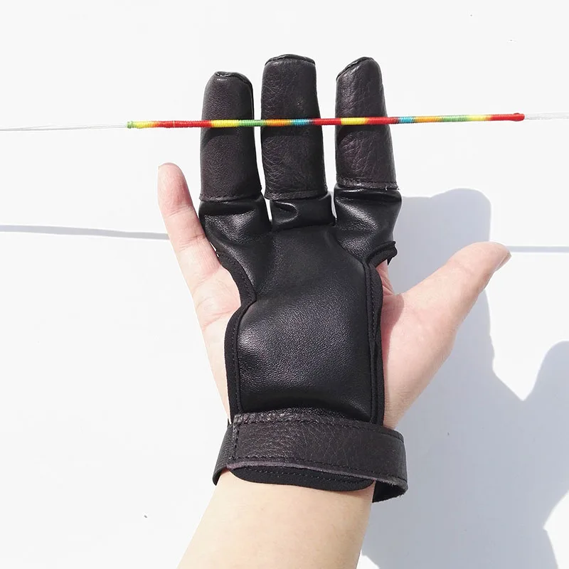 

3 Fingers Tab Guard Protective Glove Protector Brown Leather Finger Tab Guard for Hunting Bow Arrow Shooting Leather Archery