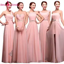 Beauty Emily,, розовые платья подружки невесты,, шифоновые платья, вечерние, свадебные, элегантные, длина до пола