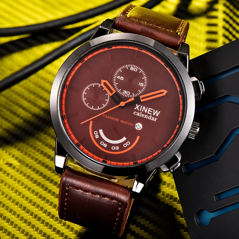 Часы мужские кварцевые с календарем кожаным ремешком и 2018|wristwatch brand|wristwatch menswristwatch