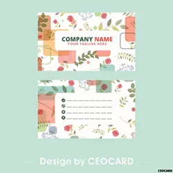 Business_card_templates_colorful_flora_leaf_decor 300gsm матовый белый бумажные карточки Y0098