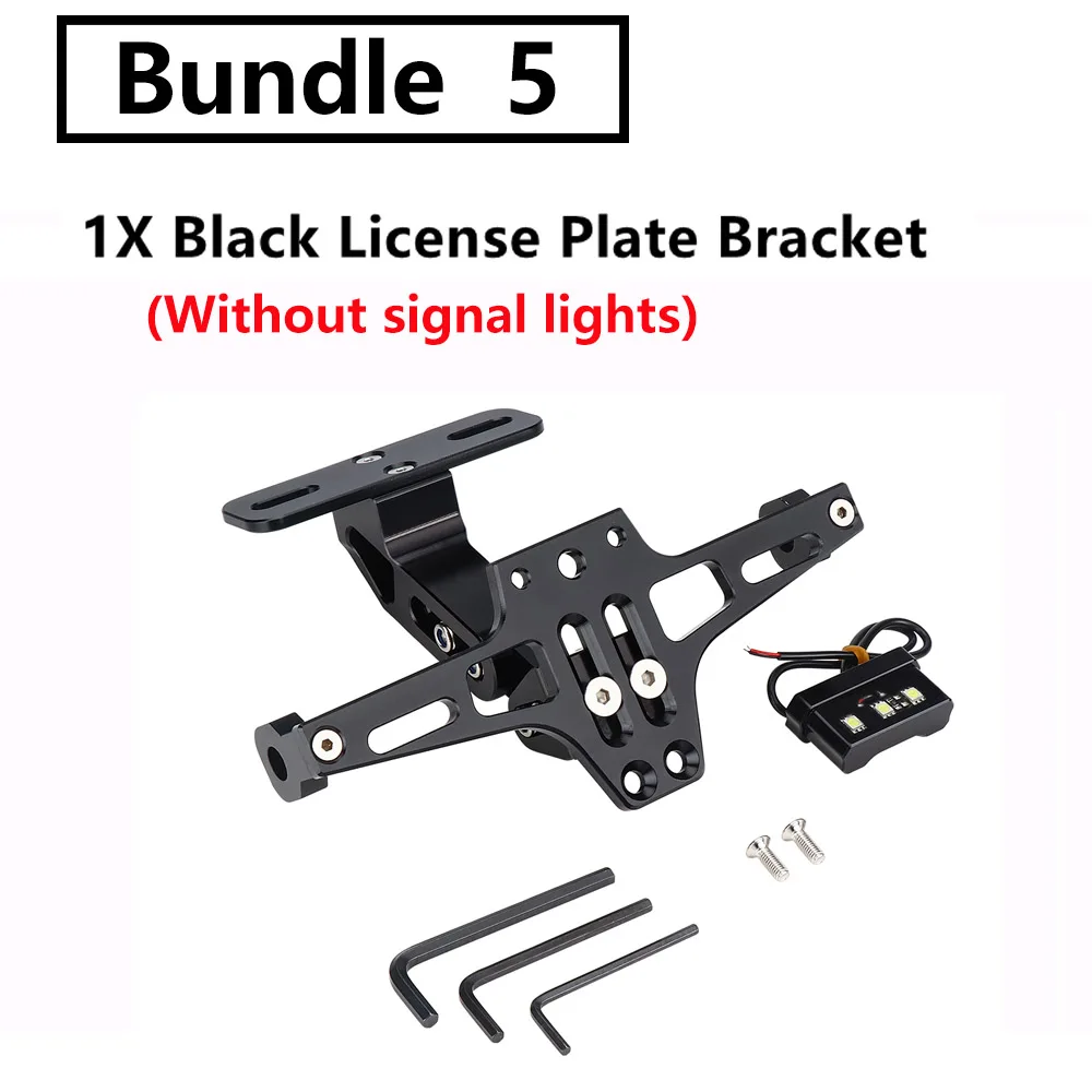 Универсальный держатель номерного знака для мотоцикла с ЧПУ, светодиодный светильник для Yamaha T MAX Tmax 530 Tmax 500 для R1200 GS, мотоциклетные переноски - Цвет: Черный