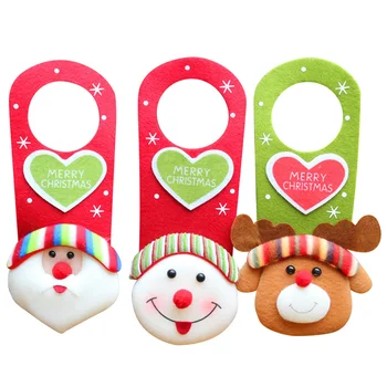 

3Pcs Christmas New Year Xmas Decoration Door Ornament Adorable Hanging Ornament Santa Claus Reindeer Snowman Holiday Decoration