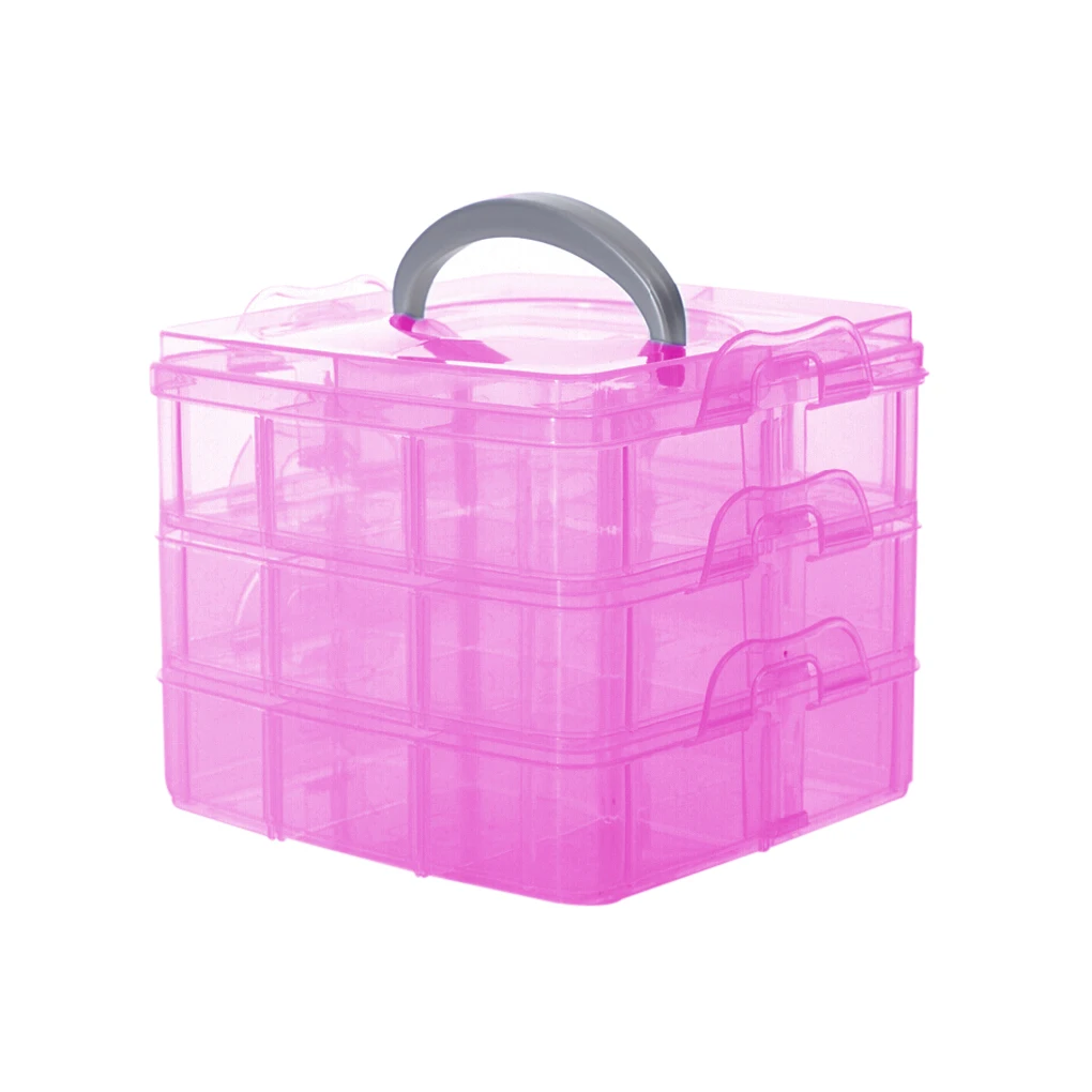 

Plastic 3 Layers Detachable Portable Jewelry Storage Box Container Tools Box Case