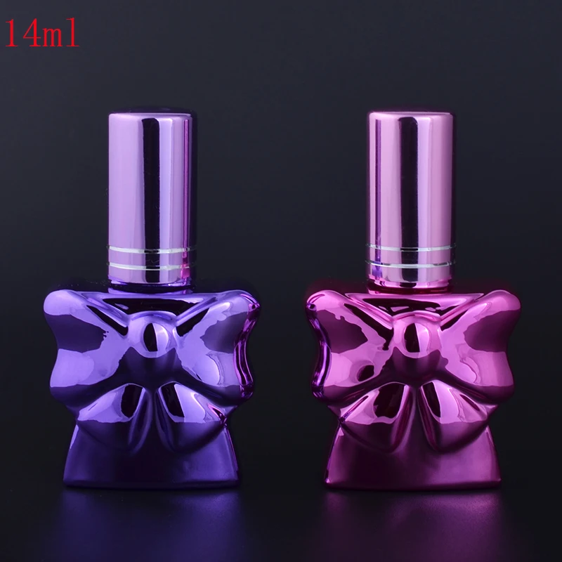 

MUB - Fashion Bow-knot Shaped Perfume Refillable Atomizer 14ml Mini UV Glass Bottles With Pump Sprayer Essential Oils Botlte