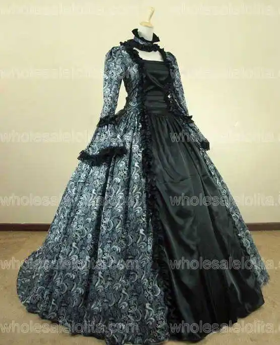 Victorian-Renaissance-Fair-Dress-Ball-Gown-Queen-Theatrical-Costume-119G_D119BlackGreyFloral-2(1)