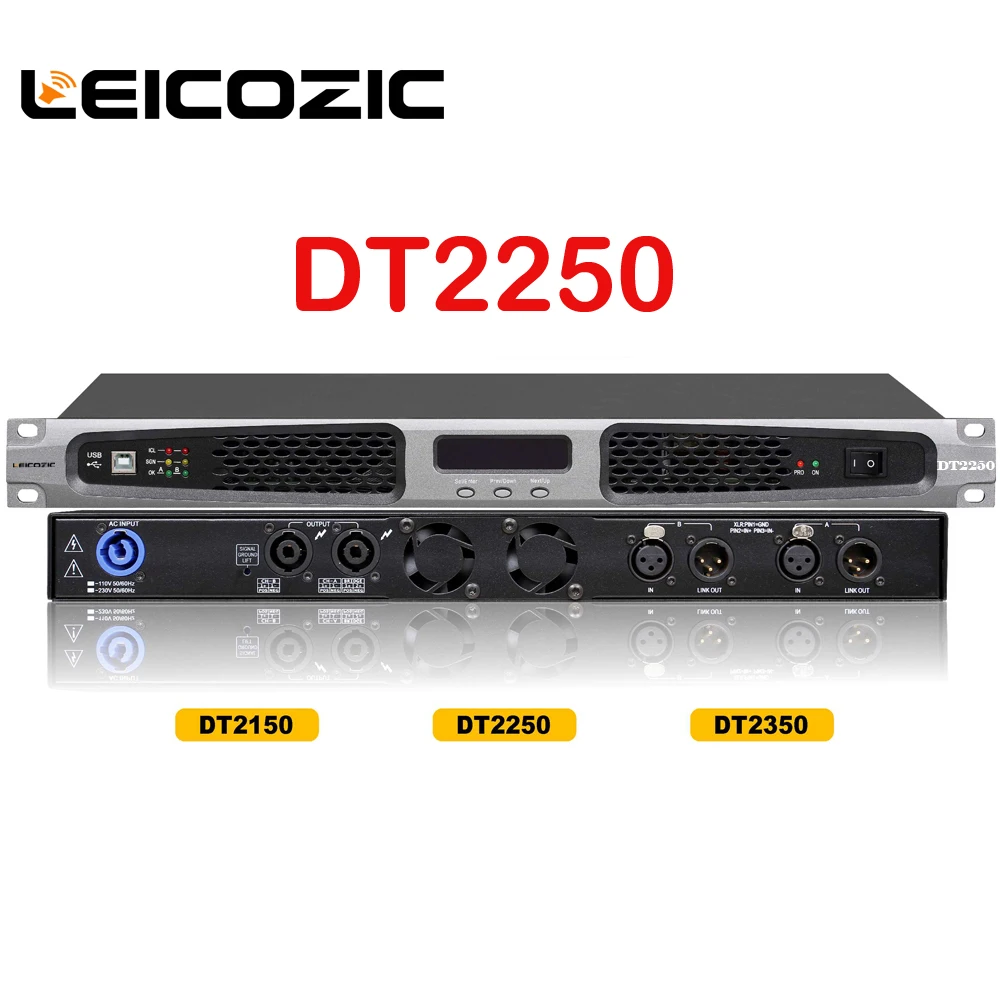 Leicozic DT2250 цифровой усилитель аудио Профессиональный усилитель мощности 250 Вт x2@ 8 Ом амплитудно-модулируемый сигнал усилитель мощности 400 Вт@ 4ohm усилитель цифровой