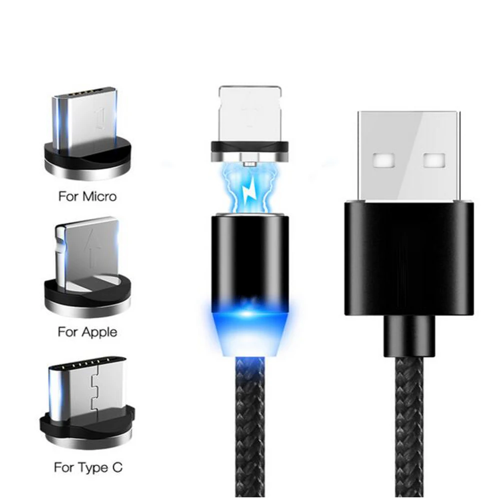

3 in 1 Magnetic USB Cable For iPhone X 8 Magnet Micro 1M Fast Charging For Lightning iPhone / Micro USB / Type C Magnet Charging