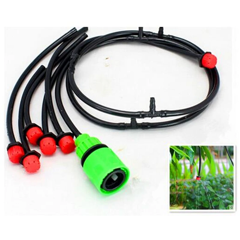 Dripper Irrigation Watering Kits With 10M hose and 10Pcs Adjustable Red