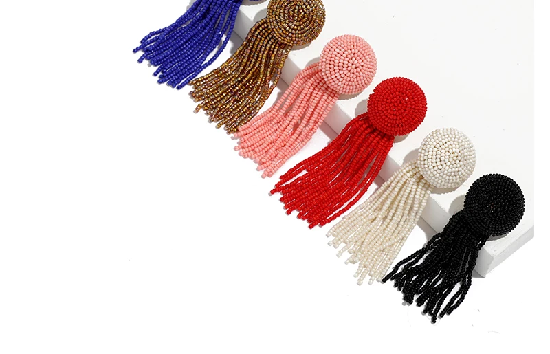 Bohemian Long Beaded Earrings Tassels Brincos Dangling Earrings For Women Resin Acrylic Drop Earings Fashion Jewelry (5)