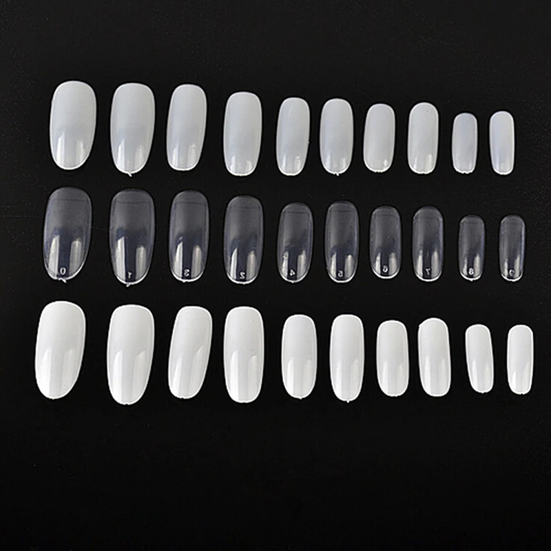 

500Pcs Artificial False Fake Full Round Acrylic UV Gel Nail Manicure Natural Clear White Art Tips Decorations