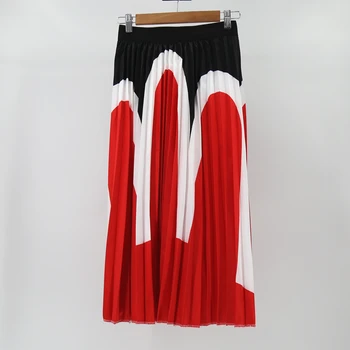 

Skirt Summer Patterns Fashion Retro Character Skirt Waist Skirt Women Elastic Waist Long Pleated Skirts Female Rokken