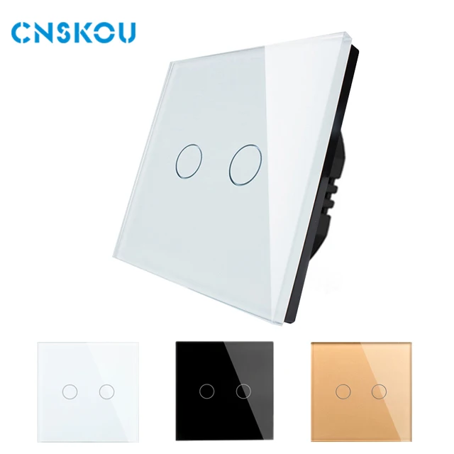 2016 Hot Sale EU Standard Touch Switch 2 Gang 1 Way Crystal Glass Switch Panel Single