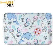 HUGSIDEA фланелевый 3D ковер для гостиной с синим морским принтом, коврики для гостиной, противоскользящий игровой коврик, детская кровать, ковер