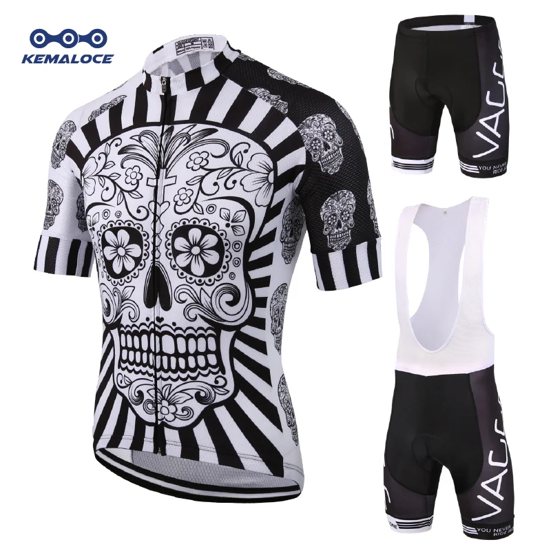 2019 Skeleton Men Cycling Wear Ropa Ciclismo Jersey Set Brand Uv Team Bicycle Clothing Kit font