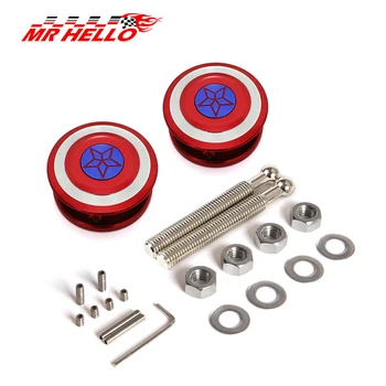 

New star style Universal Push Button Billet Hood Pins Lock Clip Kit Car Quick Latch New