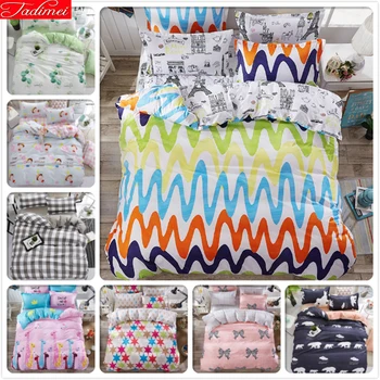 

Creative Colorful Wave Stripe Duvet Cover 3/4 pcs Bedding Set Adult Kids Child Soft Bed Linens Bedspreads Single Queen King Size