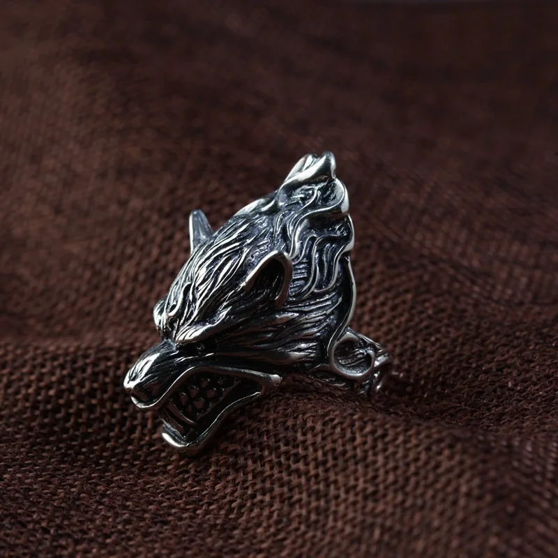 BALMORA, Настоящее 925 пробы, серебряные кольца с головой волка для мужчин, подарок, Ретро стиль, тайское серебряное кольцо в стиле панк, ювелирные изделия с животными, SY20064