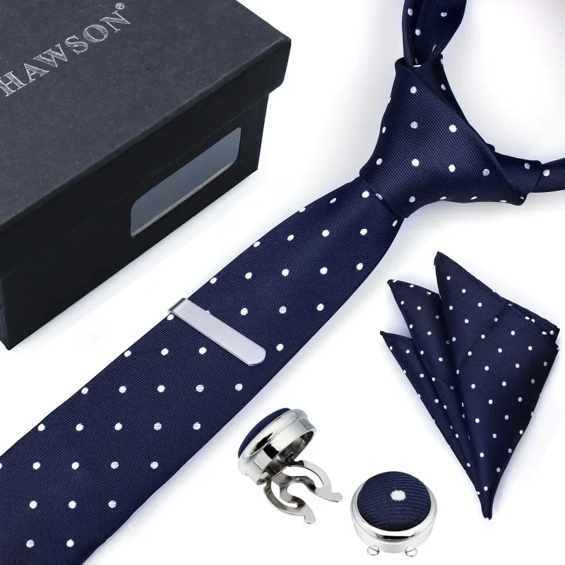

HAWSON New Designing Men's Tie Set with Pocket Square Ties Clip Button Cover Cuff-links in Gift Box for Birthday Party