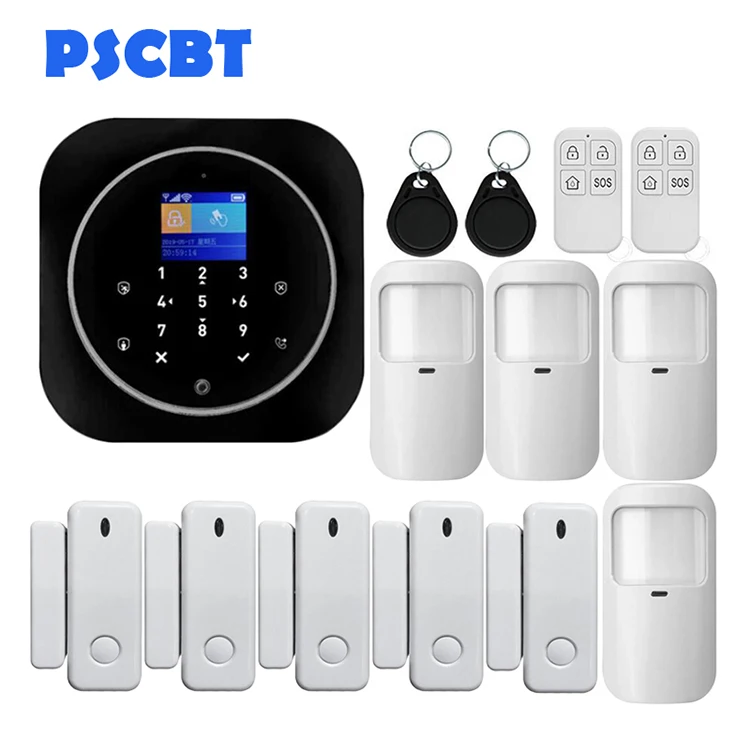 PS11 Wireless Home GSM Security Alarm System DIY Kit APP Control With Auto Dial Touch Keyboard Panel Burglar Alarm System - Color: Kit 9