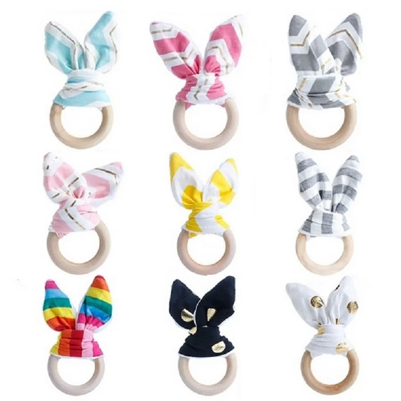 Nouveau bébé jouets en bois main saisir jouet hochets doux oreilles de lapin développer bébé Intelligence bébé saisir jouet main cloche hochet