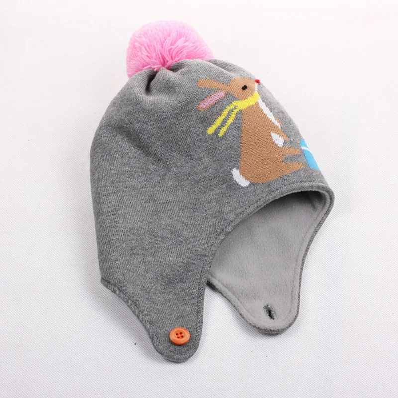 Bear Baby Earflap Hat Winter Warm Toddler Boys Girls Pompom Cap Thicken Comfortable Polyester Lining Infant Kids Skull Bonnet (8)