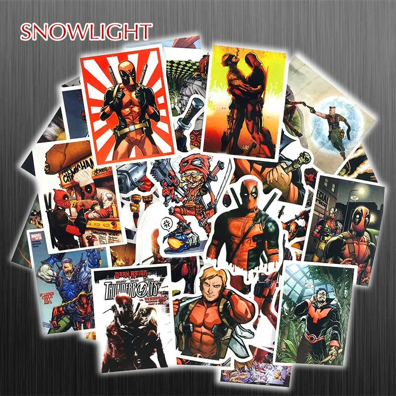 40pcs/lot Marvel SuperHeroes Deadpool Stickers For Luggage Laptop Art Painting DIY Poster Stickers waterproof skateboard toy