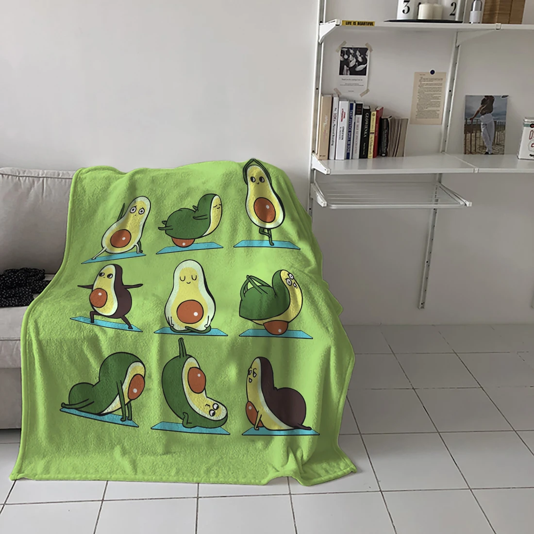 Одеяло для йоги авокадо, теплое одеяло из микрофибры, Забавный дизайн, одеяло для йоги из кораллового флиса для спальни