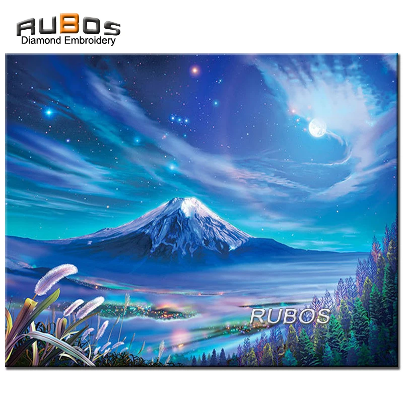 RUBOS 5D DIY Diamond Painting Modern Night Volcano Full Drill Beads Pattern Diamond Embroidery New Arrivals All For Home Hobbies (1)