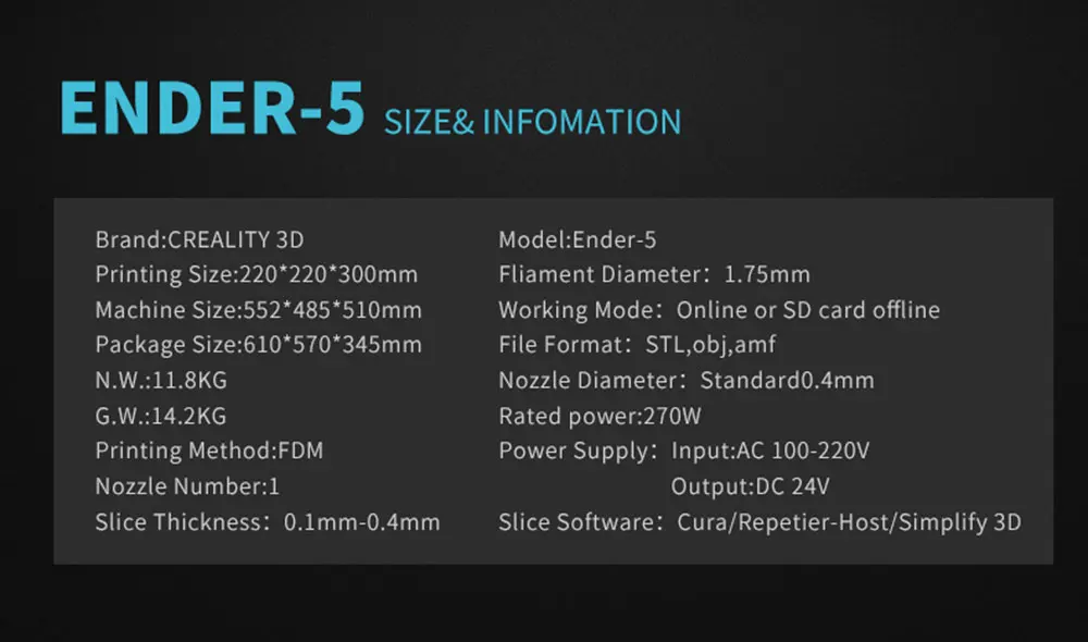 Creality3D Ender-5 3d принтер Junior Industrial с Landy стабильная мощность, V1.1.3 материнская плата, магнитная пластина сборки, выключение питания