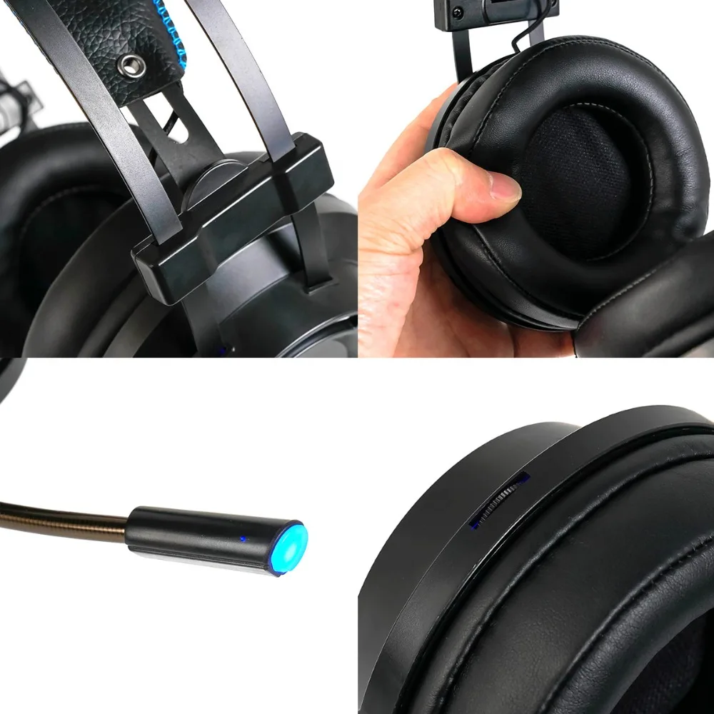 Günstige Beruf Gaming Headset mit BOX Tiefe Bass Spiel Kopfhörer mit Mikrofon für Computer Gamer 7,1 USB Kanal Surround Sound