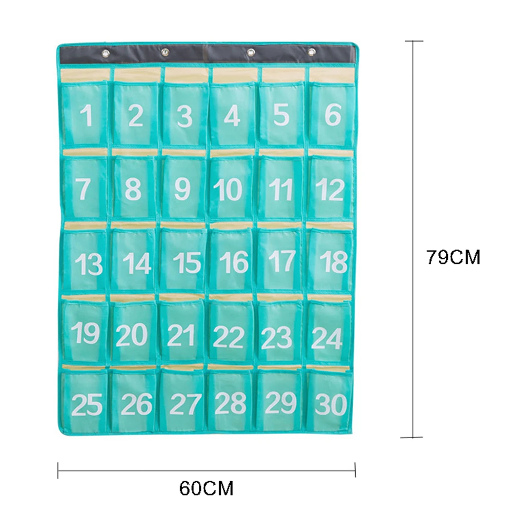 Портативный 30 карманы классная комната, для стен двери Оксфорд ткань подвесная сумка для хранения пронумерованные классе диаграмм для сотовых телефонов Органайзеры
