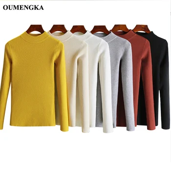 

OUMENGKA New-coming Autumn Turtleneck Pullovers Sweaters Primer shirt long sleeve Short Korean Slim-fit tight sweater