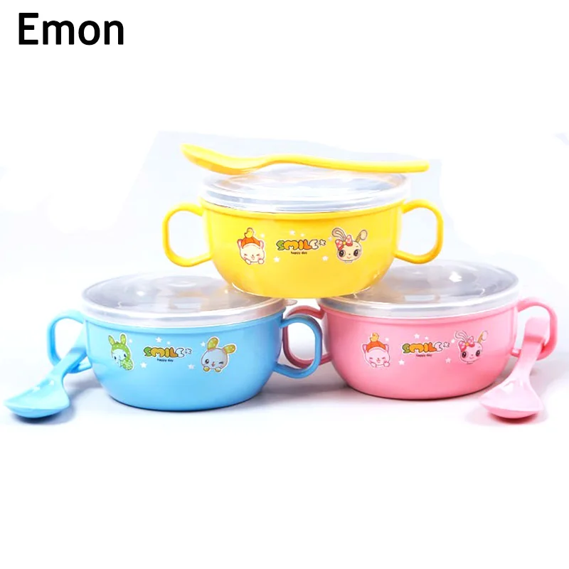 

Cute Stainless Steel Baby Bowl Food Container Children Tableware Dinner Eating Set