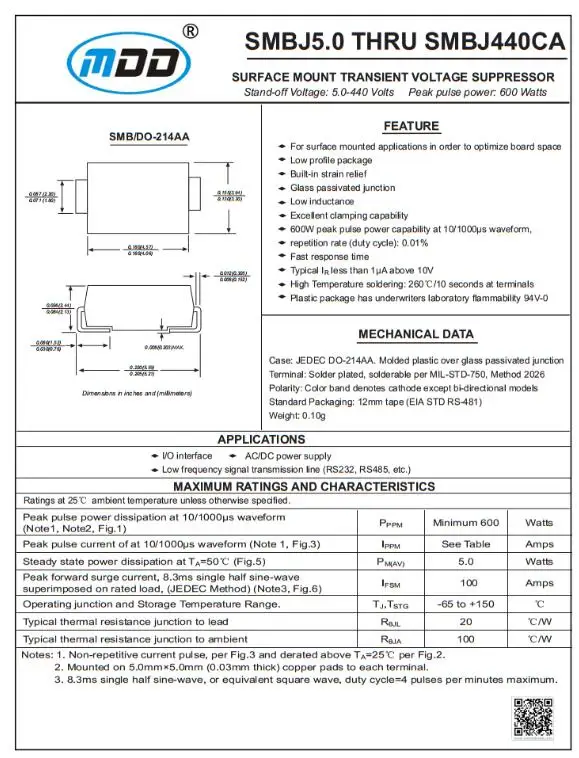 SMD DO-214AA Series TVS Transient Suppression Diode Unidirectional SMBJ70A SMBJ58A SMBJ48A SMBJ33A SMBJ30A SMBJ28A SMBJ26 (1)